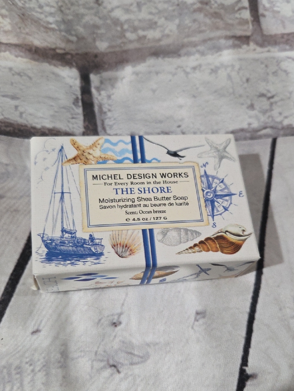 Michel Design Works The Shore Shea Butter Soap - Blue & Cream Nautical Box